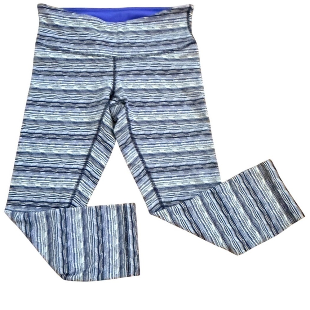 Lululemon Wunder Under Crop Space Dye Twist Sapphire Blue Multicolor Size 6